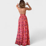 Floraria - Vestido comprido com halteres e costas abertas - Ines Braga