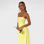 Flossie - Vestido maxi amarelo com laço lateral - Ines Braga