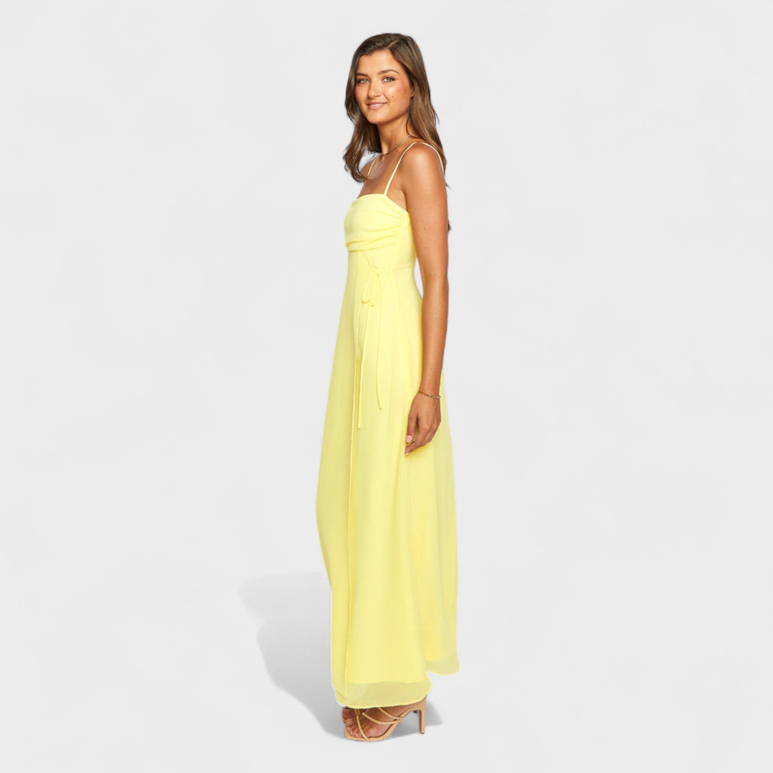 Flossie - Vestido maxi amarelo com laço lateral - Ines Braga