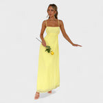 Flossie - Vestido maxi amarelo com laço lateral - Ines Braga
