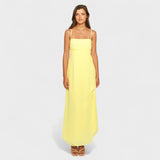 Flossie - Vestido maxi amarelo com laço lateral - Ines Braga