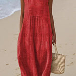 Franca | Vestido de algodão sem mangas com bolsos - Ines Braga