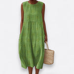 Franca | Vestido de algodão sem mangas com bolsos - Ines Braga