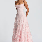 Francisa™ | Vestido Comprido com Corpete em Renda - Ines Braga