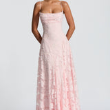 Francisa™ | Vestido Comprido com Corpete em Renda - Ines Braga