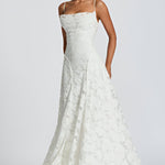 Francisa™ | Vestido Comprido com Corpete em Renda - Ines Braga