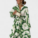 Gabriela | Vestido Longo Elegante com Manga Longa e Decote em V - Ines Braga