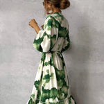 Gabriela | Vestido Longo Elegante com Manga Longa e Decote em V - Ines Braga