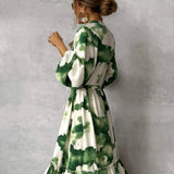 Gabriela | Vestido Longo Elegante com Manga Longa e Decote em V - Ines Braga