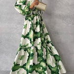 Gabriela | Vestido Longo Elegante com Manga Longa e Decote em V - Ines Braga