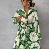 Gabriela | Vestido Longo Elegante com Manga Longa e Decote em V - Ines Braga