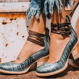 Ginevra™ | Sapatos de salto alto com tiras múltiplas e sola grossa - Ines Braga