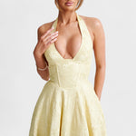 Halina - Vestido midi com espartilho e folhos - Ines Braga