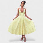 Halina - Vestido midi com espartilho e folhos - Ines Braga