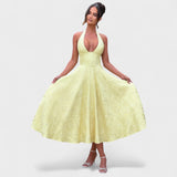 Halina - Vestido midi com espartilho e folhos - Ines Braga