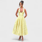 Halina - Vestido midi com espartilho e folhos - Ines Braga