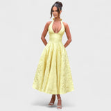 Halina - Vestido midi com espartilho e folhos - Ines Braga