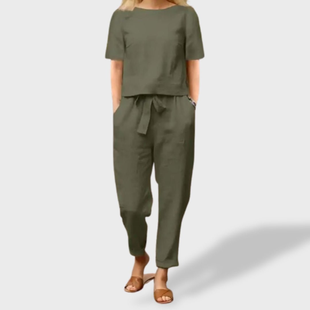 Helena™｜Conjunto de Verão – Linho e Algodão - Ines Braga