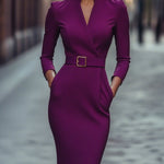 Iara | Vestido Justo Preto Refinado Com Cinto - Ines Braga