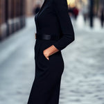 Iara | Vestido Justo Preto Refinado Com Cinto - Ines Braga