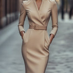 Iara | Vestido Justo Preto Refinado Com Cinto - Ines Braga