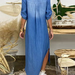 Ibiza | Vestido Maxi De Ganga Com Detalhes Modernos - Ines Braga