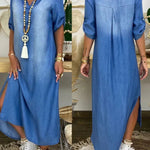 Ibiza | Vestido Maxi De Ganga Com Detalhes Modernos - Ines Braga