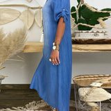 Ibiza | Vestido Maxi De Ganga Com Detalhes Modernos - Ines Braga