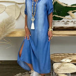 Ibiza | Vestido Maxi De Ganga Com Detalhes Modernos - Ines Braga