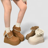 Irene | Botas com plataforma com fivela elegante e forro quente de pelúcia - Ines Braga