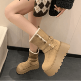 Irene | Botas com plataforma com fivela elegante e forro quente de pelúcia - Ines Braga