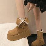 Irene | Botas com plataforma com fivela elegante e forro quente de pelúcia - Ines Braga