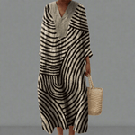 Irene™ | Vestido fluido com labirinto monocromático - Ines Braga