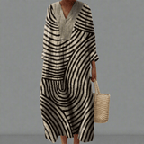 Irene™ | Vestido fluido com labirinto monocromático - Ines Braga