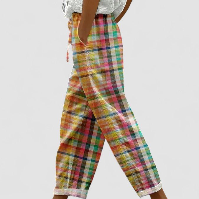 Isabella – Calças xadrez femininas - Ines Braga