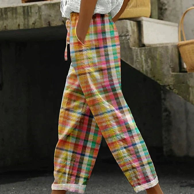 Isabella – Calças xadrez femininas - Ines Braga