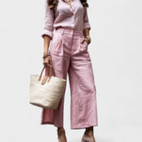 Isadora™ | Look Casual Chic em Rosa Suave - Ines Braga