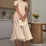 Isadora | Vestido Maxi Elegante com Ombros À Mostra e Drapeado - Ines Braga