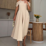 Isadora | Vestido Maxi Elegante com Ombros À Mostra e Drapeado - Ines Braga