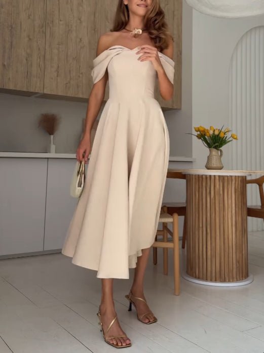 Isadora | Vestido Maxi Elegante com Ombros À Mostra e Drapeado - Ines Braga