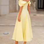 Isadora | Vestido Maxi Elegante com Ombros À Mostra e Drapeado - Ines Braga