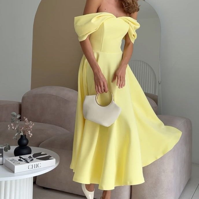 Isadora | Vestido Maxi Elegante com Ombros À Mostra e Drapeado - Ines Braga