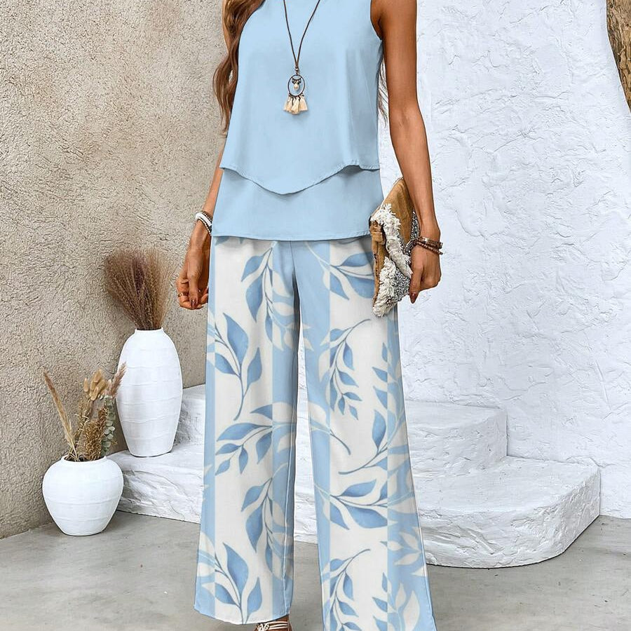 Isis | Conjunto Duas Peças com Top Sem Mangas e Calças de Corte Reto - Ines Braga