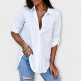 Jessica - Blusa Casual com Decote Pontiagudo - Ines Braga