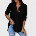 Jessica - Blusa Casual com Decote Pontiagudo - Ines Braga