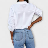 Jessica - Blusa Casual com Decote Pontiagudo - Ines Braga