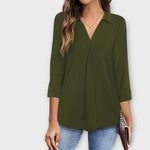 Jessica - Blusa Casual com Decote Pontiagudo - Ines Braga