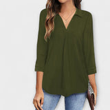 Jessica - Blusa Casual com Decote Pontiagudo - Ines Braga