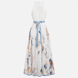 Jessie | Vestido Elegante de Cerimónia Floral em Azul e Branco - Ines Braga