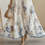 Jessie | Vestido Elegante de Cerimónia Floral em Azul e Branco - Ines Braga